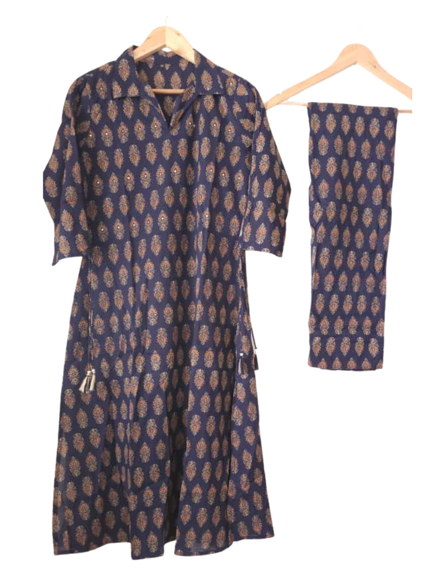 Ajrakh Co-Ords- Sapphire