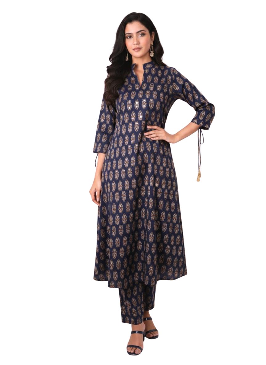 Ajrakh Co-Ords- Sapphire