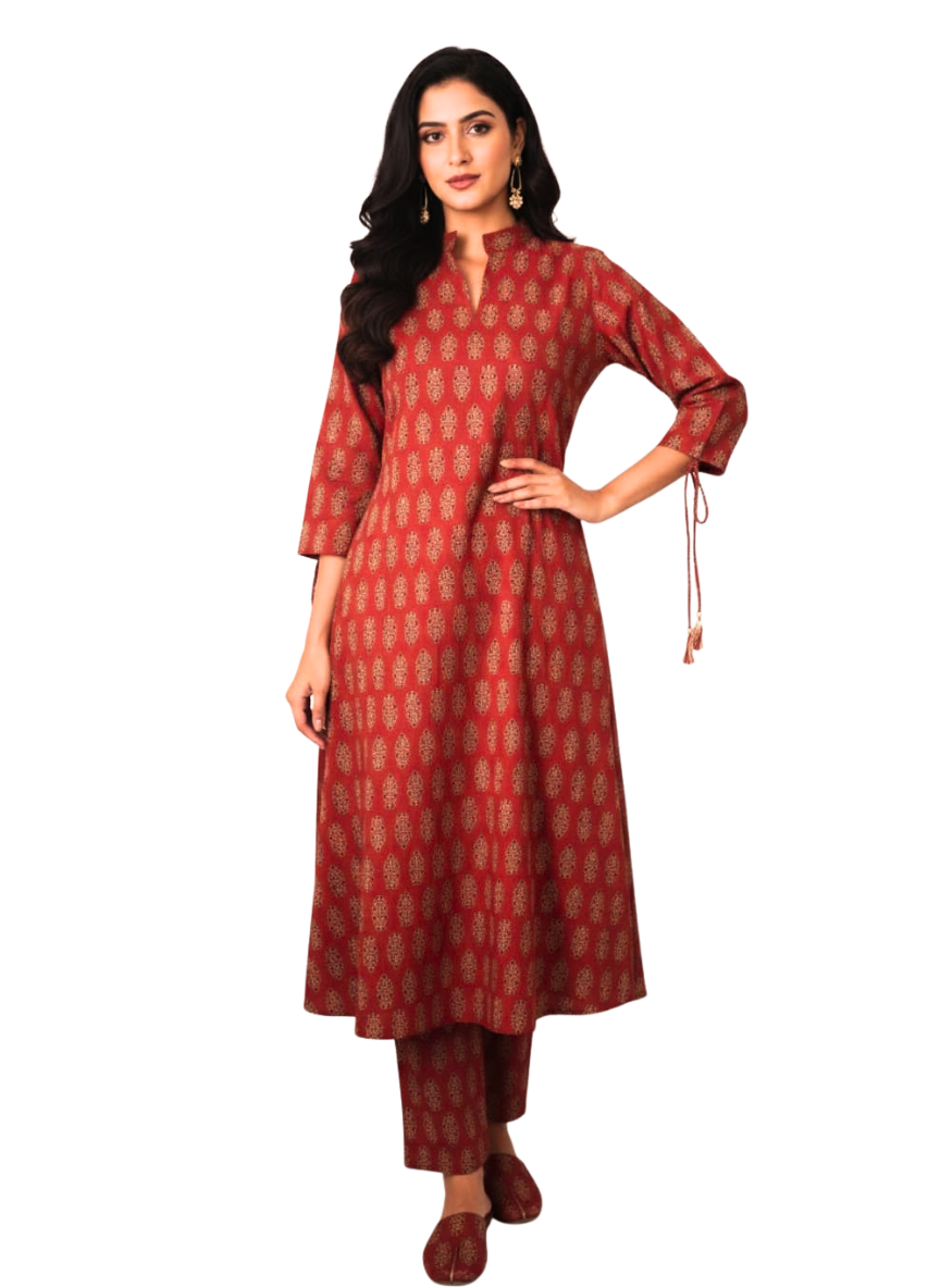 Ajrakh Co-Ords - Saffron